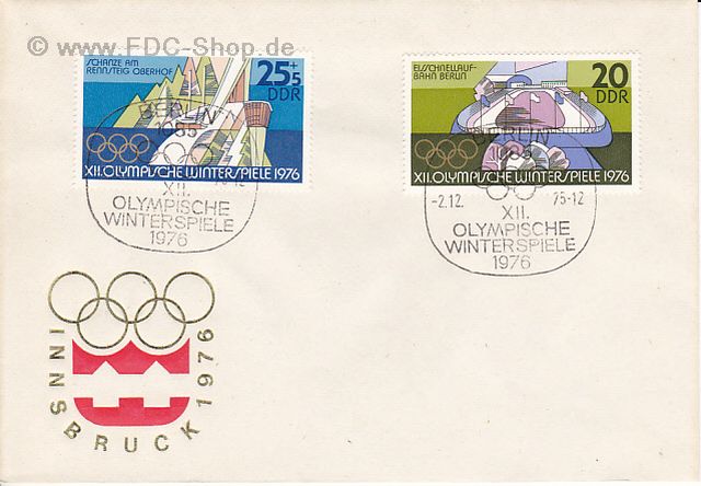 Ersttagsbrief DDR Mi-Nr: 2101+2102, Olympische Winterspiele 1976, Innsbruck