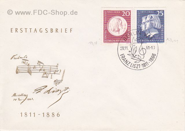 Ersttagsbrief DDR Mi-Nr: 859+860, 150. Geburtstag von Franz Liszt Ersttagsbrief DDR Mi-Nr: 859+860, 150. Geburtstag von Franz Liszt