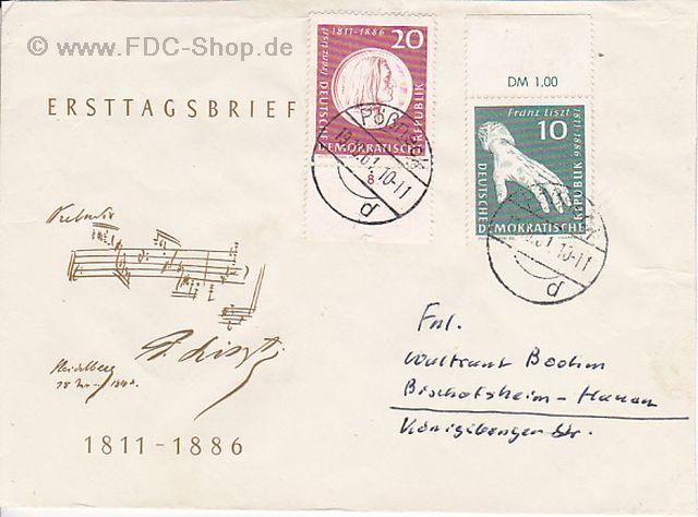 Ersttagsbrief DDR Mi-Nr: 858+859, 150. Geburtstag von Franz Liszt Ersttagsbrief DDR Mi-Nr: 858+859, 150. Geburtstag von Franz Liszt