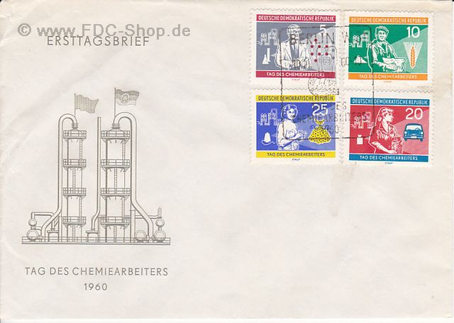 Ersttagsbrief DDR Mi-Nr: 800-803, Tag des Chemiearbeiters Ersttagsbrief DDR Mi-Nr: 800-803, Tag des Chemiearbeiters