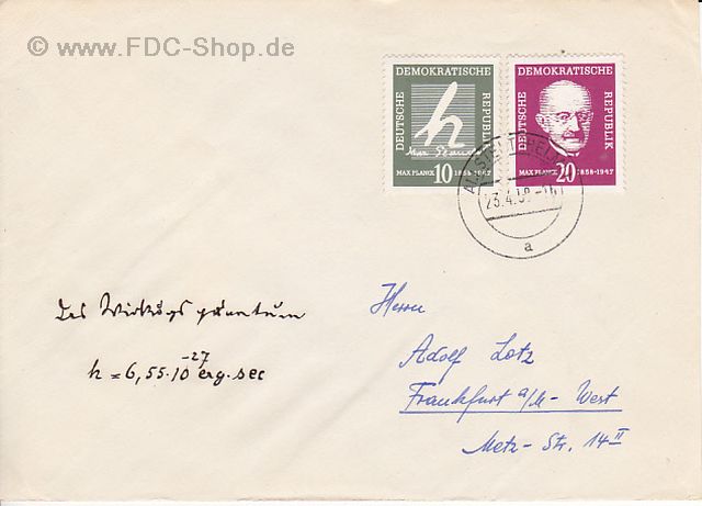 Ersttagsbrief DDR Mi-Nr: 626-627, 100. Geburtstag von Max Planck Ersttagsbrief DDR Mi-Nr: 626-627, 100. Geburtstag von Max Planck