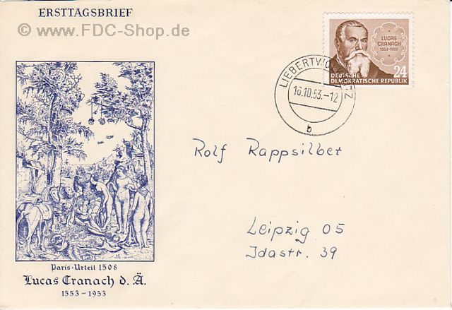 Ersttagsbrief DDR Mi-Nr: 384, 400. Todestag von Lucas Cranach d. Ä. Ersttagsbrief DDR Mi-Nr: 384, 400. Todestag von Lucas Cranach d. Ä.