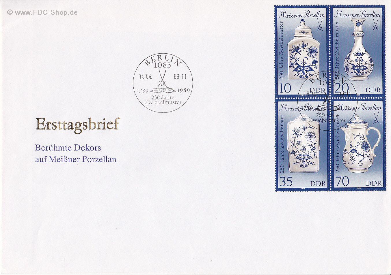 Ersttagsbrief DDR Mi-Nr: 3241-3144, Meissener Porzellan (Viererblock) Ersttagsbrief DDR Mi-Nr: 3241-3144, Meissener Porzellan (Viererblock)