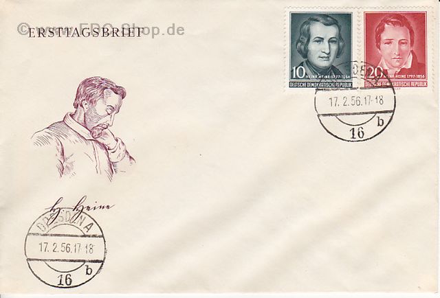 Ersttagsbrief DDR Mi-Nr: 516-517, 100. Todestag von Heinrich Heine