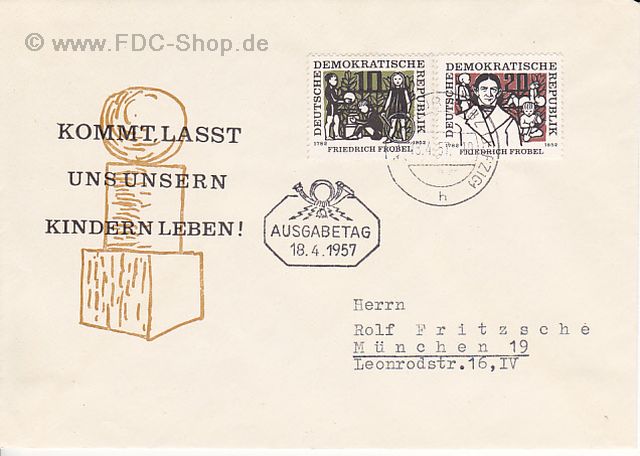 Ersttagsbrief DDR Mi-Nr: 564-565, Geburtstag von Friedrich Fröbel
