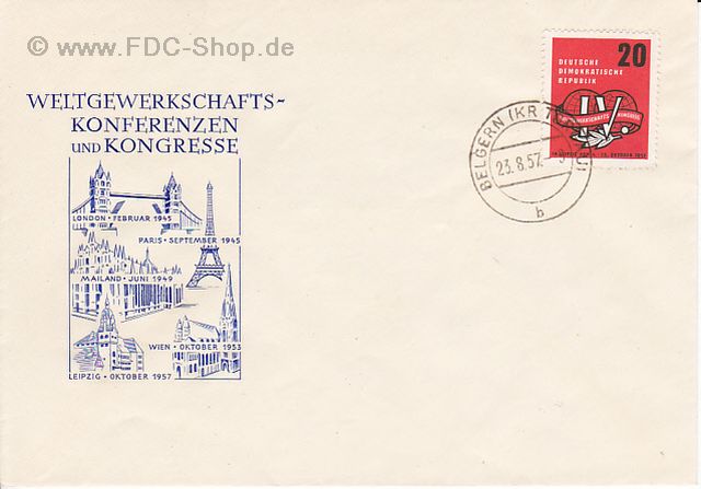Ersttagsbrief DDR Mi-Nr: 595, Weltgewerkschaftskongreß Leipzig